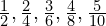 \frac{1}{2}, \frac{2}{4}, \frac{3}{6}, \frac{4}{8}, \frac{5}{10}