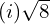 (i) \sqrt{8}